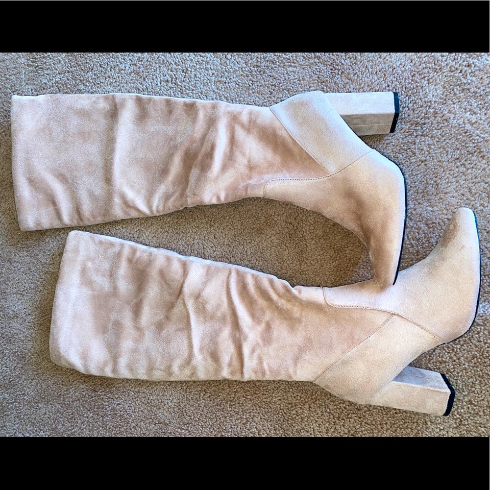 “Gemma” Taupe Suede Knee High Boots